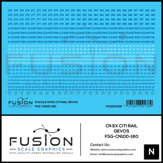 N Scale CN Ex Citi Rail Gevos Locomotive Decal Set