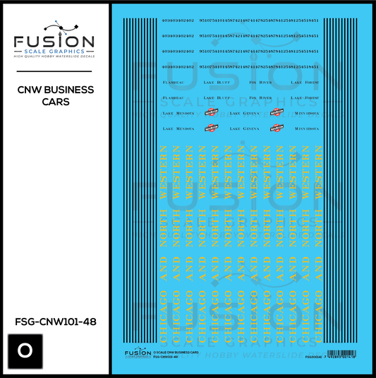 O Scale CNW Chicago & North Western Business Cars Decal Set