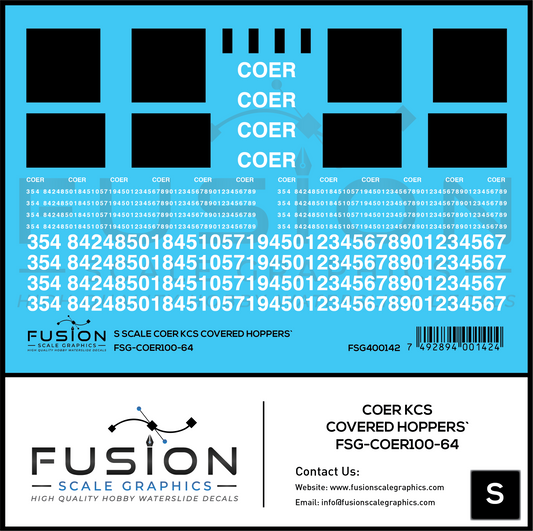 S Scale COER Covered Hoppers Patching Decal Set