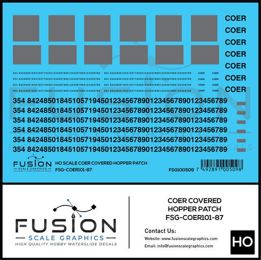 HO Scale COER Covered Hopper Patching Decal Set V2