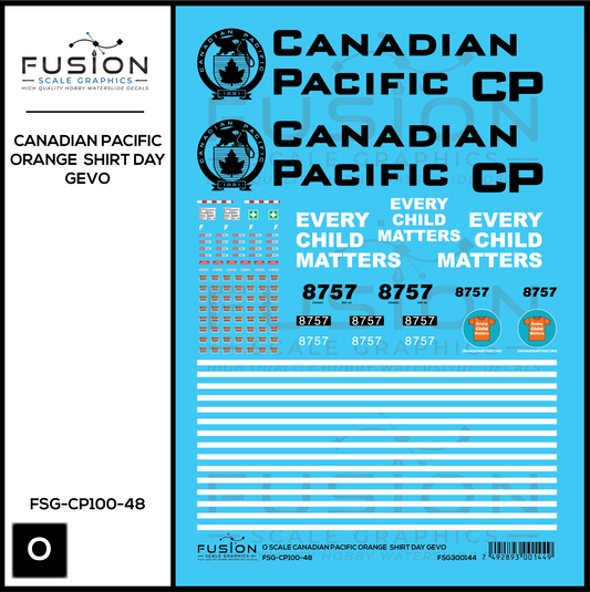 O Scale Canadian Pacific Every Child Matters GEVO Decal Set