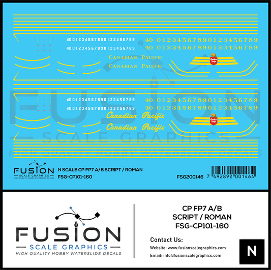 N Scale Canadian Pacific EMD FP7 A/B Locomotives Decal Set