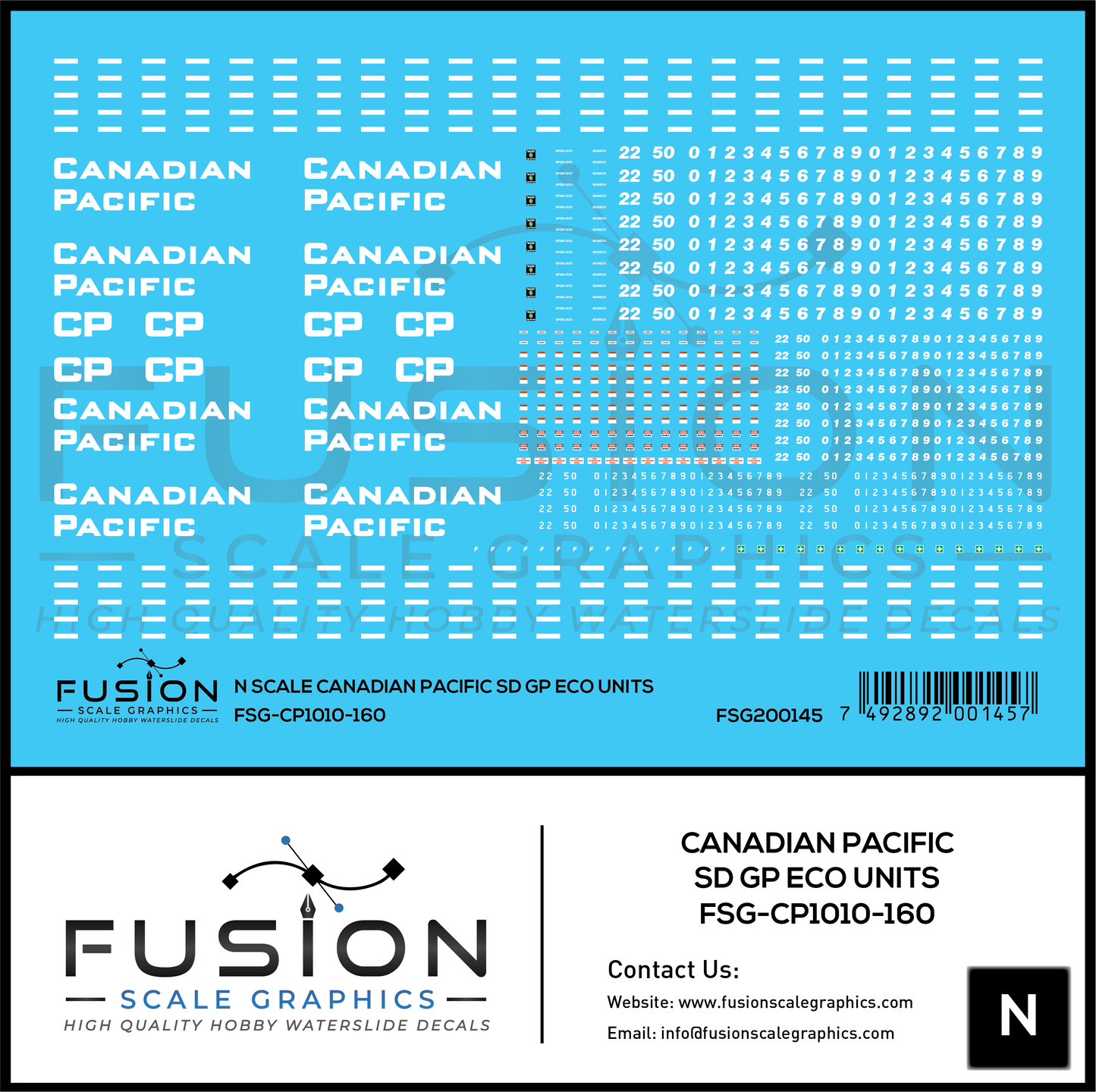 N Scale Canadian Pacific EMD SD GP ECO Rebuild Locomotive Decal Set