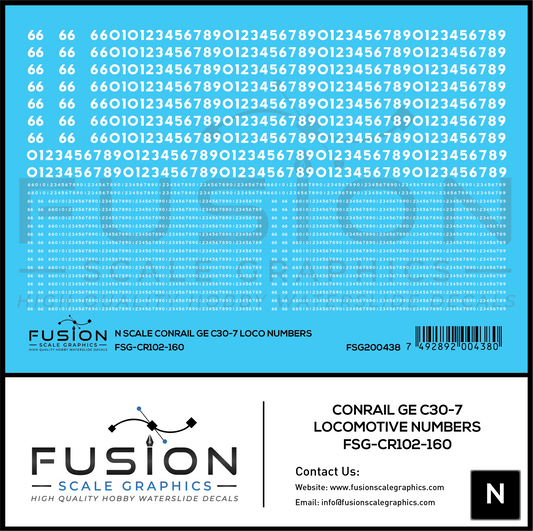 N Scale Conrail GE C30-7 Locomotive Renumber Decal Set