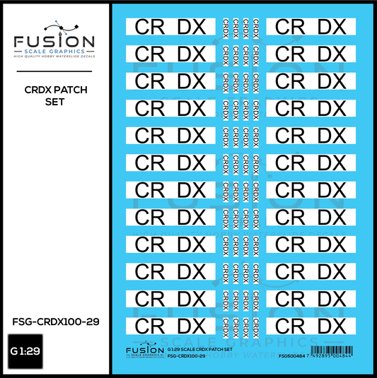 G 1:29 Scale CRDX Black W/ White Patch Freight Car Repatch Decal Set