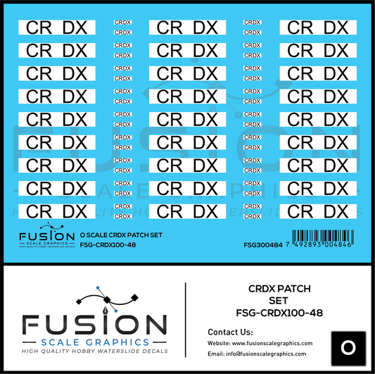 O Scale CRDX Black W/ White Patch Freight Car Repatch Decal Set