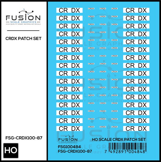 HO Scale CRDX Black W/ White Patch Freight Car Repatch Decal Set