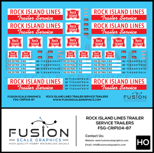 HO Scale Rock Island Lines Trailer Service Decal Set