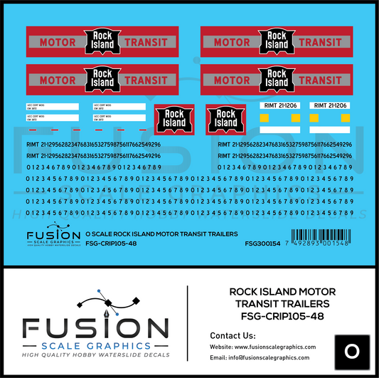 O Scale Rock Island Motor Transit Trailers Decal Set