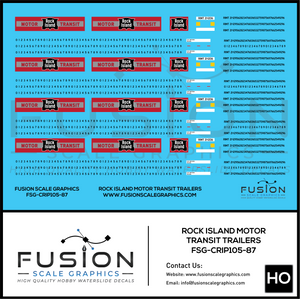 HO Scale Rock Island Motor Transit Trailers Decal Set