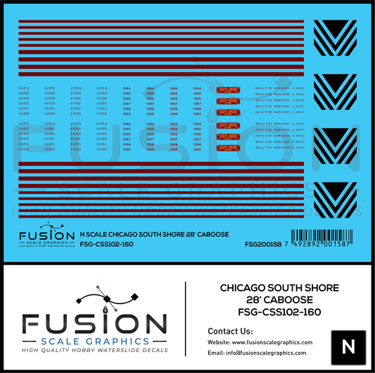 N Scale South Shore Line Caboose Decal Set