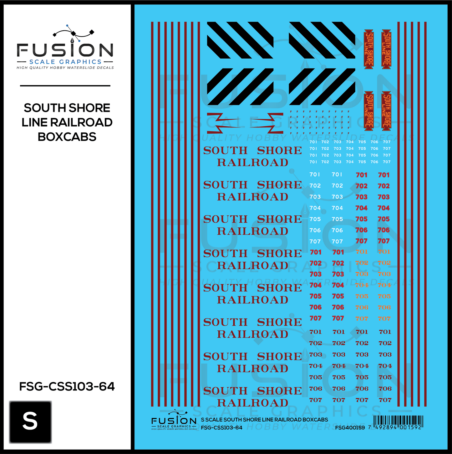S Scale South Shore Railroad Boxcabs Decal Set