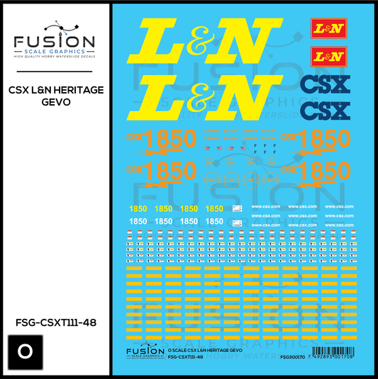 O Scale CSX 1850 L&N Heritage ES44AH Locomotive Decal Set