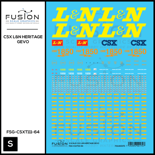 S Scale CSX 1850 L&N Heritage ES44AH Locomotive Decal Set