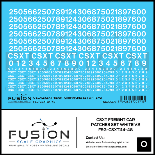 O Scale CSX Freight Car Patches Set V2 White
