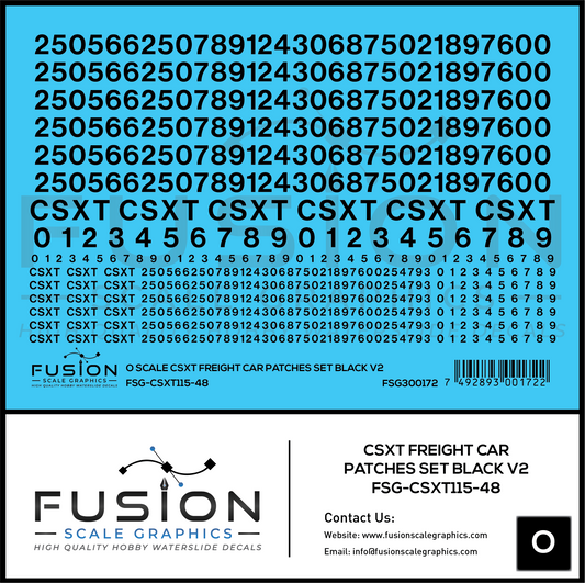 O Scale CSX Freight Car Patches Set V2 Black