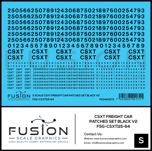 S Scale CSX Freight Car Patches Set V2 Black