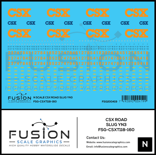 N Scale CSX Road Slug YN3 Decal Set