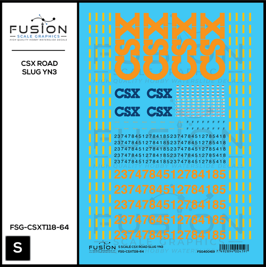 S Scale CSX Road Slug YN3 Decal Set