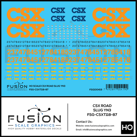 HO Scale CSX Road Slug YN3 Decal Set