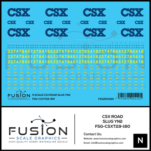 N Scale CSX Road Slug YN2 Decal Set