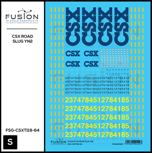 S Scale CSX Road Slug YN2 Decal Set