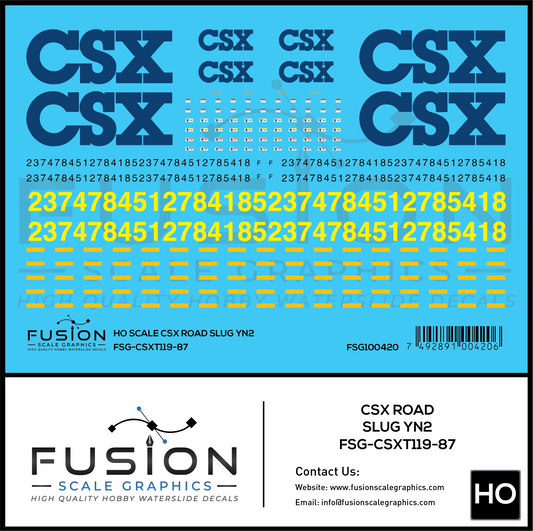 HO Scale CSX Road Slug YN2 Decal Set
