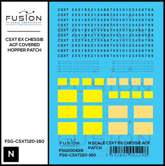 N Scale CSXT Ex Chessie ACF Covered Hopper Number Patching Decal Set