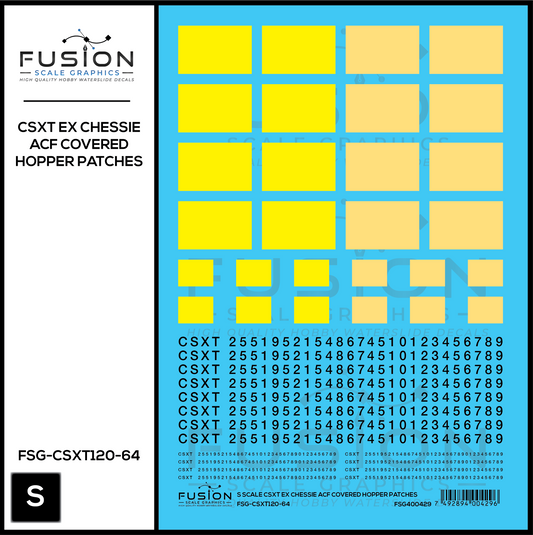 S Scale CSXT Ex Chessie ACF Covered Hopper Number Patching Decal Set