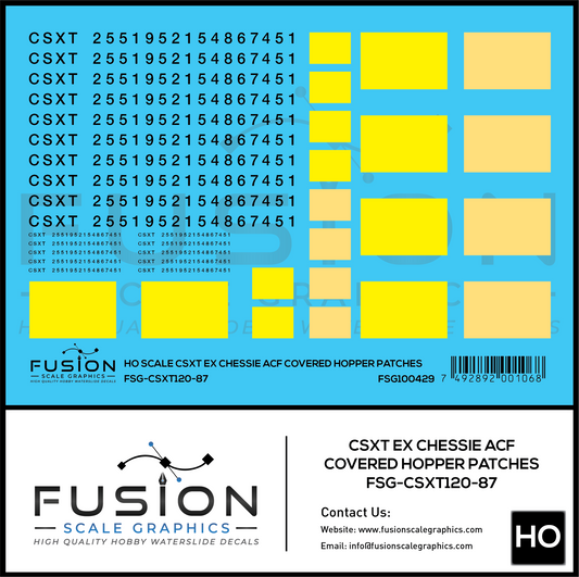 HO Scale CSXT Ex Chessie ACF Covered Hopper Number Patches Decal Set