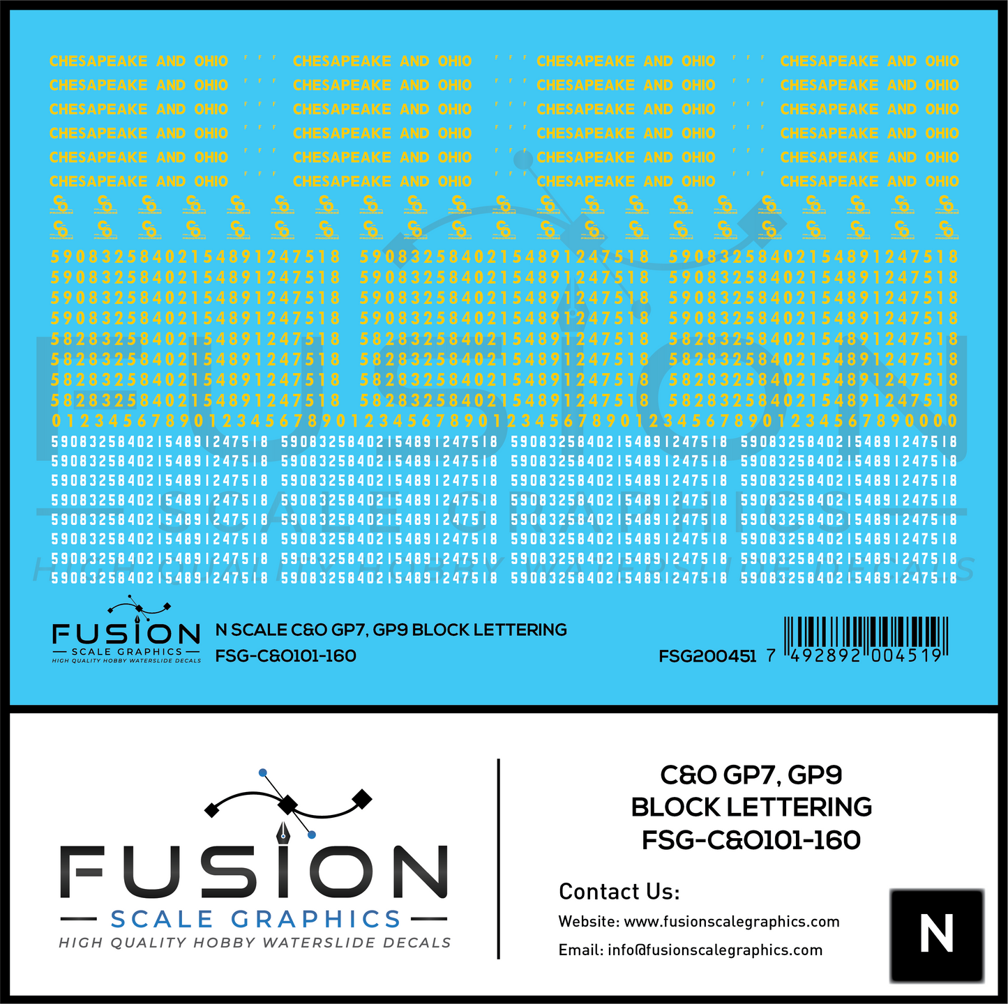 N Scale Chesapeake & Ohio EMD GP7, GP9 Locomotive Decal Set
