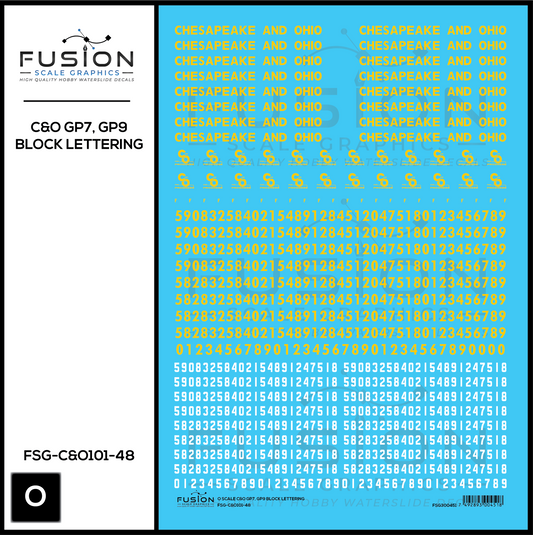 O Scale Chesapeake & Ohio EMD GP7, GP9 Locomotive Decal Set