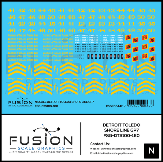 N Scale Detroit & Toledo Shore Line EMD GP7 Locomotive Decal Set