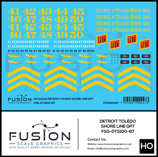 HO Scale Detroit & Toledo Shore Line EMD GP7 Locomotive Decal Set