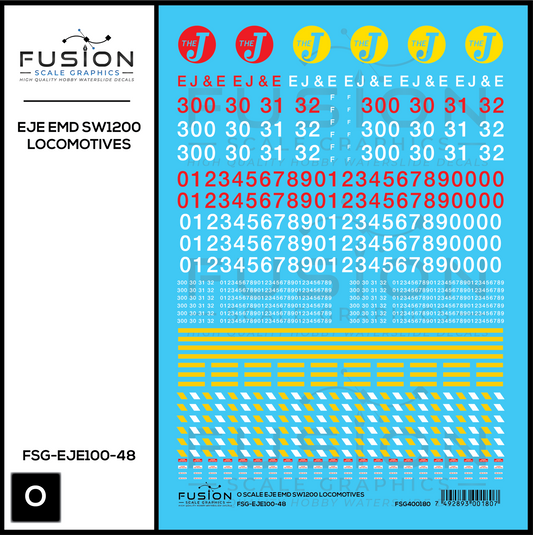 O Scale Elgin Joliet and Eastern EJE EMD SW1200 Locomotive Decal Set