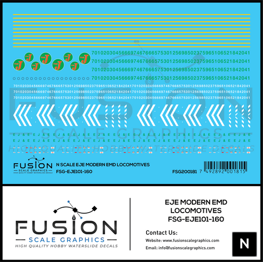 N Scale Modern EJE EMD Locomotives Decal Set
