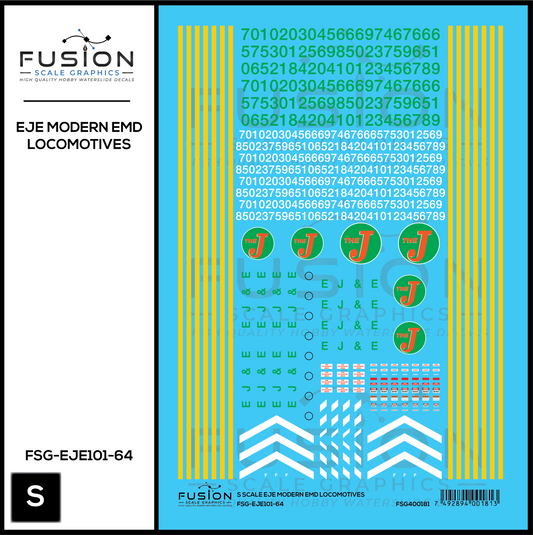 S Scale Modern EJE EMD Locomotives Decal Set