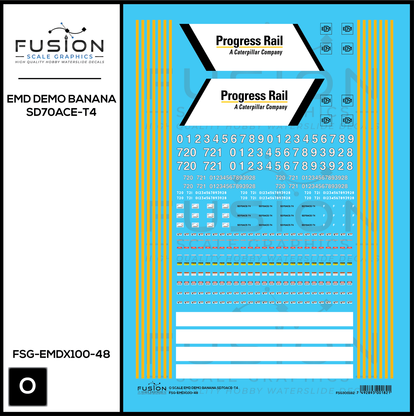 O Scale EMD Demo Banana SD70ACE-T4 Locomotive Decal Set