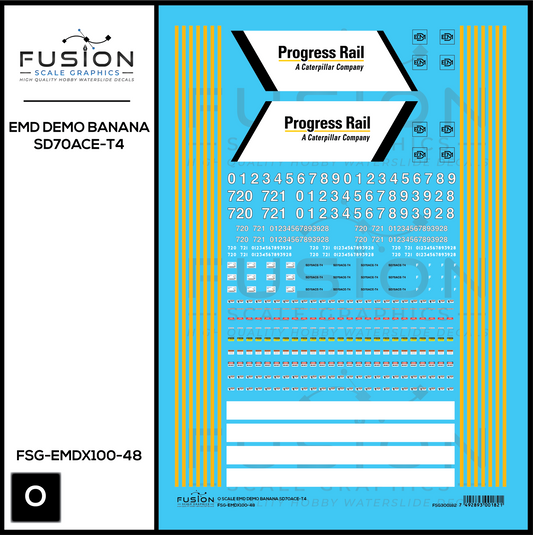 O Scale EMD Demo Banana SD70ACE-T4 Locomotive Decal Set