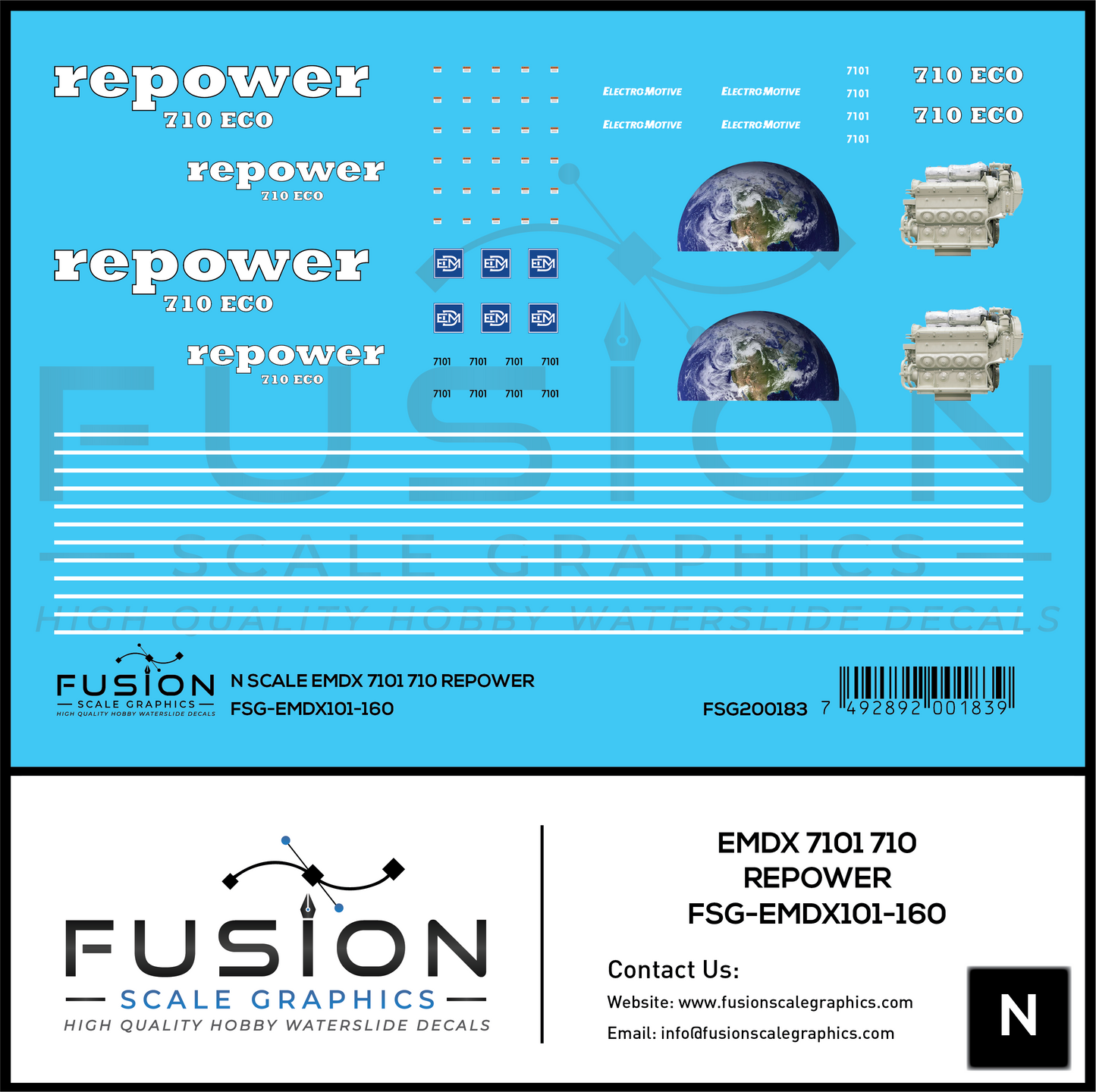 N Scale EMDX 7101 710 Repower Locomotive Decal Set