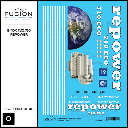 O Scale EMDX 7101 710 Repower Locomotive Decal Set