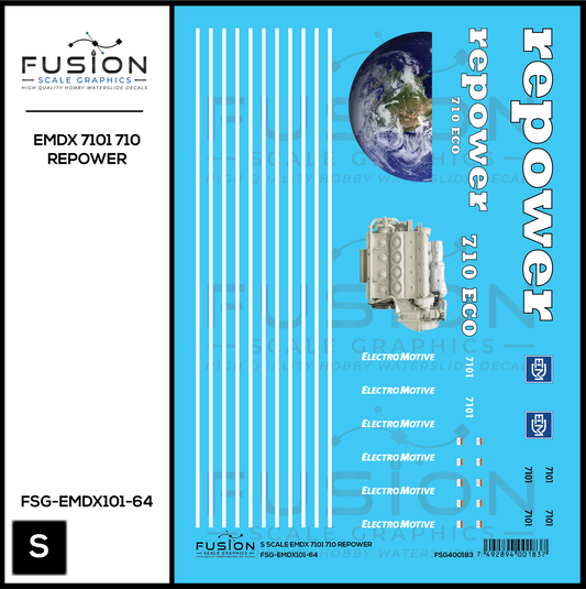 S Scale EMDX 7101 710 Repower Locomotive Decal Set