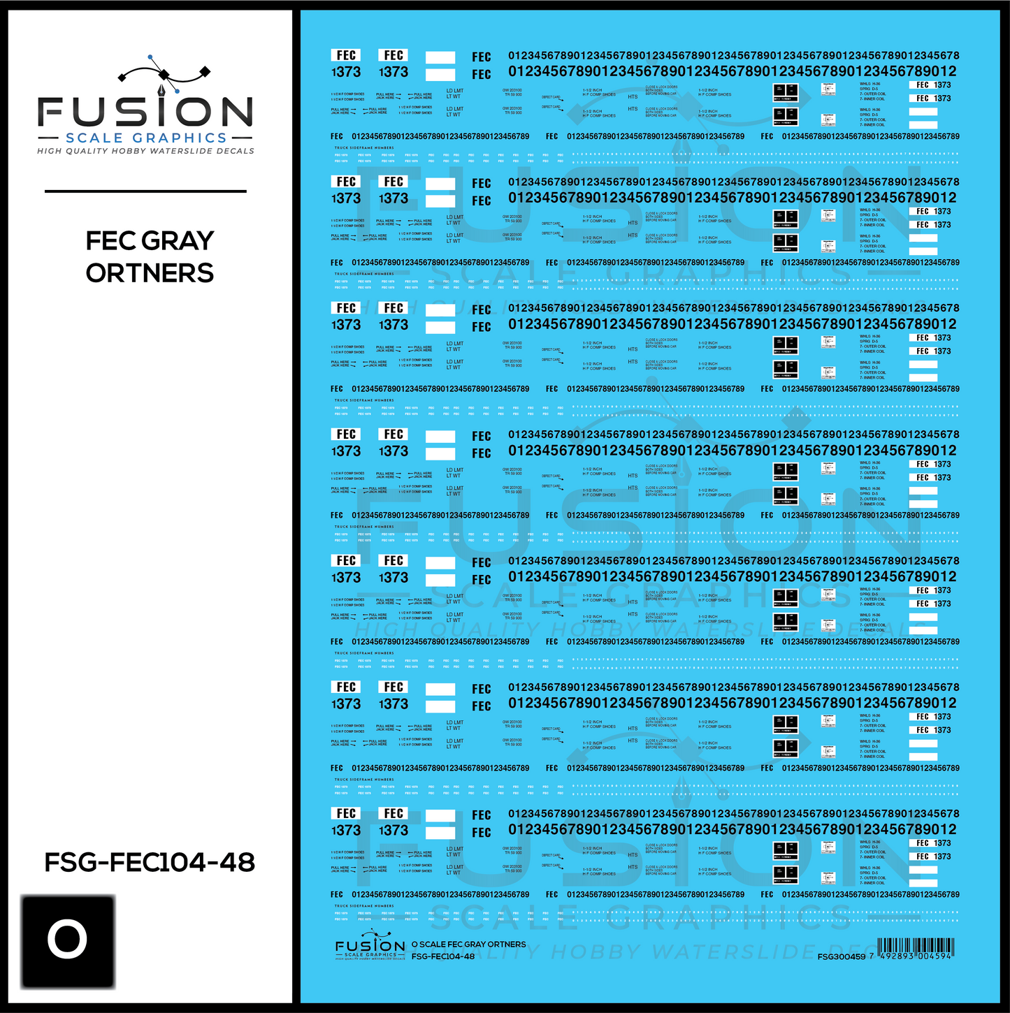 O Scale Florida East Coast Gray Ortner Rock Hoppers Decal Set