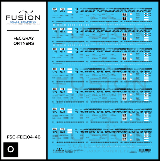 O Scale Florida East Coast Gray Ortner Rock Hoppers Decal Set