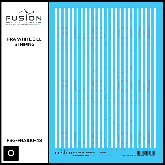 O Scale FRA White Safety Sill Striping Decal Set
