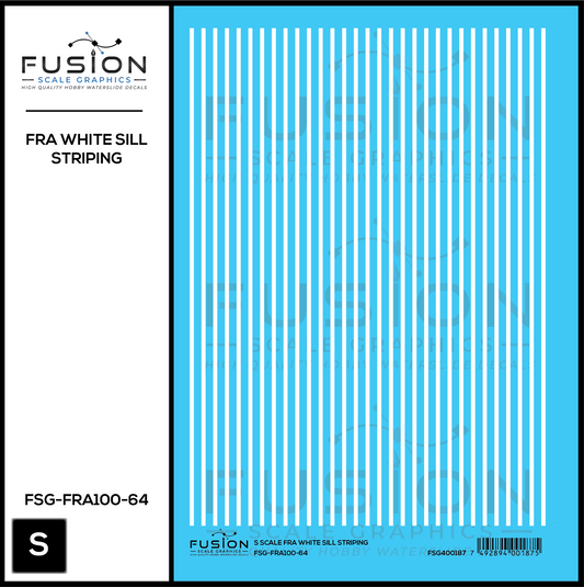 S Scale FRA White Safety Sill Striping Decal Set