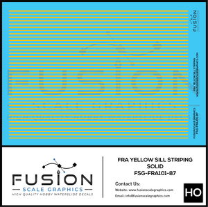 HO Scale FRA Yellow Sill Striping Decal Set