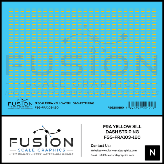 N Scale FRA Yellow Safety Dash Sill Striping Decal Set