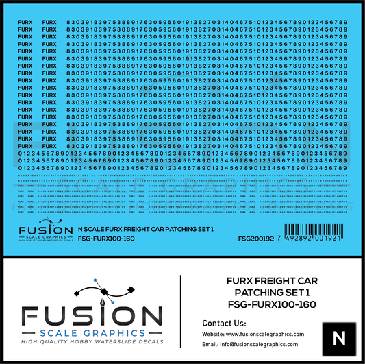N Scale FURX Freight Car Patches Set 1 Black