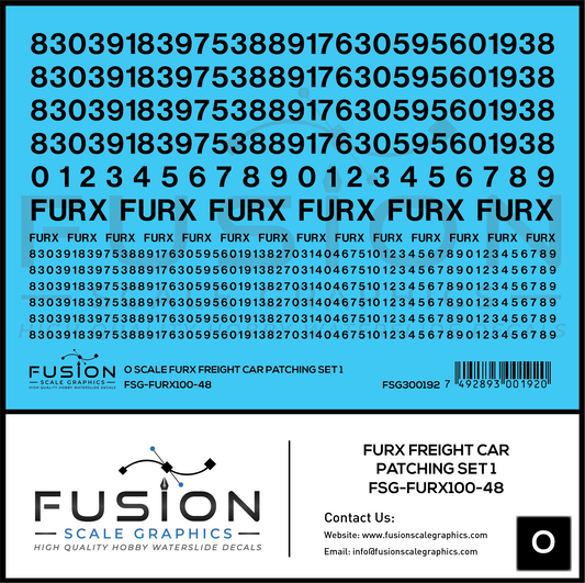 O Scale FURX Freight Car Patches Set 1 Black